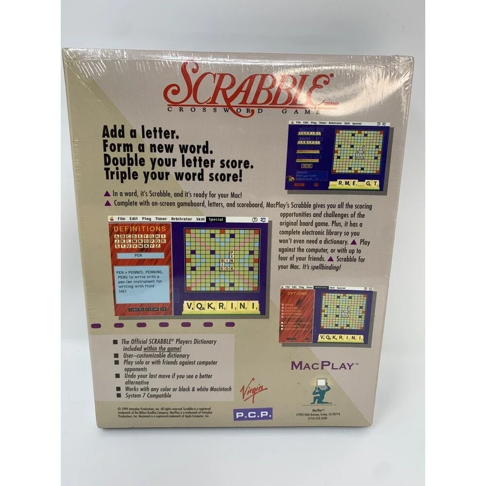 1994 Scrabble Crossword Computer Game Macintosh‎ MacPlay OS X 6.0.7